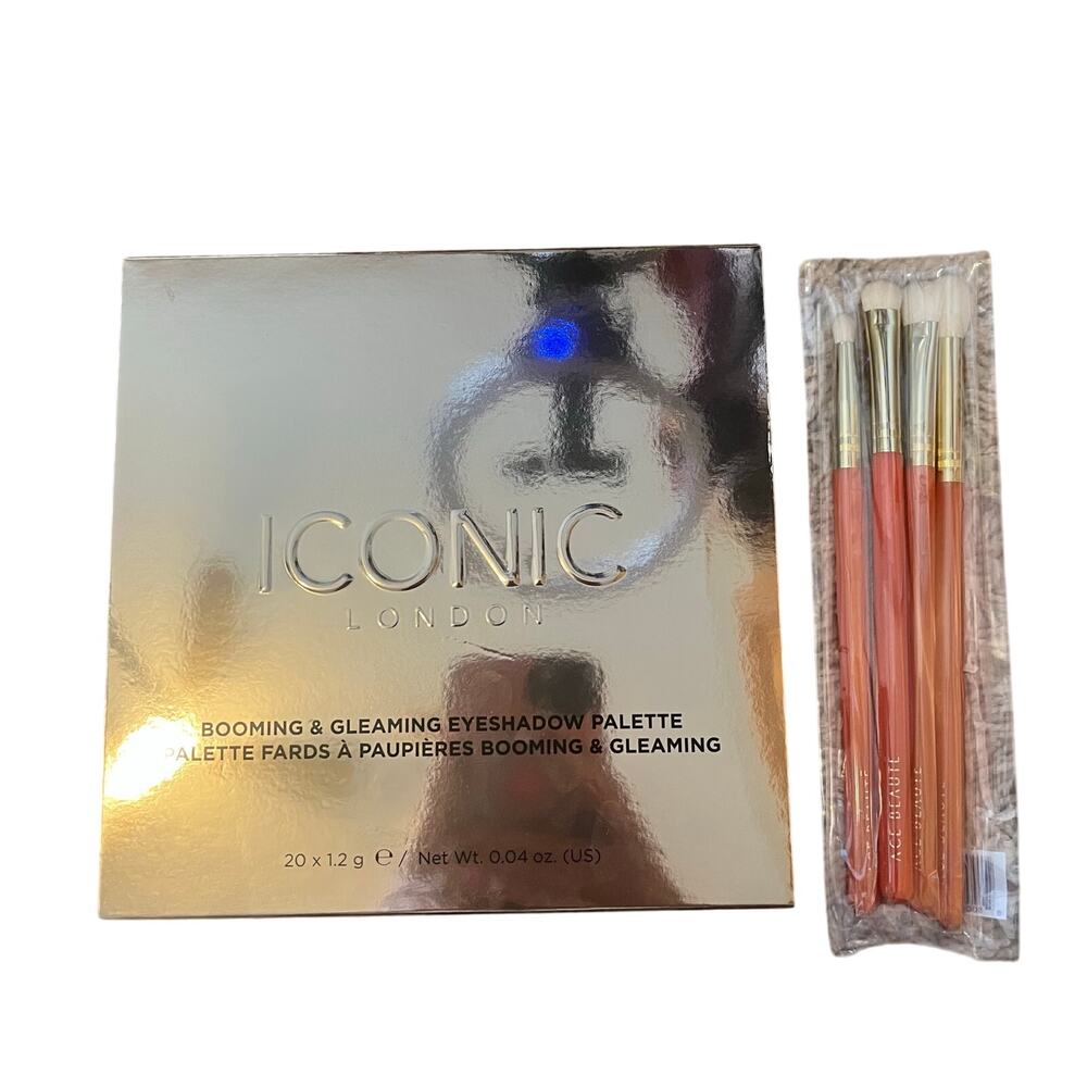 NWT! Iconic Booming and Gleaming Eyeshadow Palette and Eyeshadow Brushes